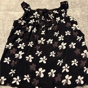 Floral Ruffled Black and White Women’s Dress Tank